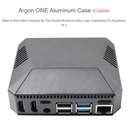 Boîtier en aluminium Waveshare Argon One pour Raspberry Pi 4, avec bouton d'alimentation sécurisé SW0527369-09