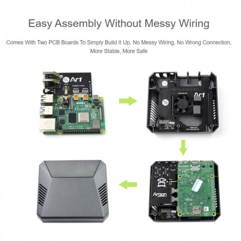 Boîtier en aluminium Waveshare Argon One pour Raspberry Pi 4, avec bouton d'alimentation sécurisé SW0527369-09