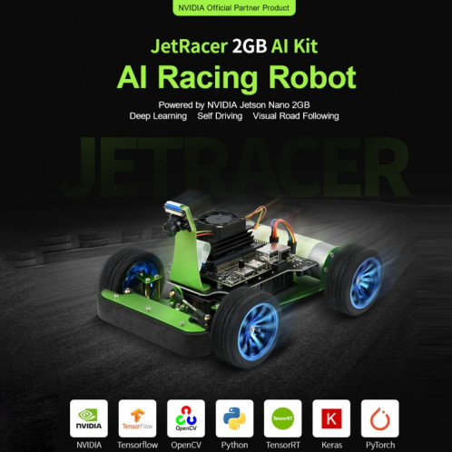 Kit AI Waveshare JetRacer 2 Go, robot de course AI alimenté par Jetson Nano 2 Go, SW05341613-013