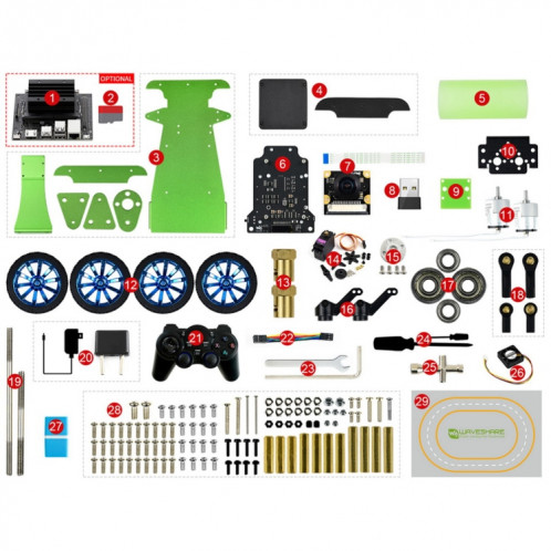 Kit AI Waveshare JetRacer 2 Go, robot de course AI alimenté par Jetson Nano 2 Go, SW05341613-013
