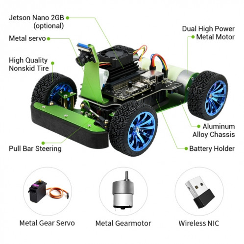 Kit AI Waveshare JetRacer 2 Go, robot de course AI alimenté par Jetson Nano 2 Go, SW05341613-013