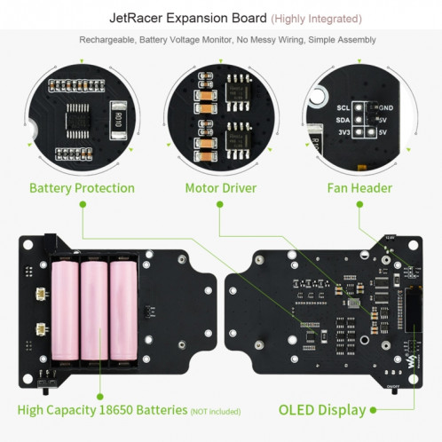 Kit AI Waveshare JetRacer 2 Go, robot de course AI alimenté par Jetson Nano 2 Go, SW05341613-013