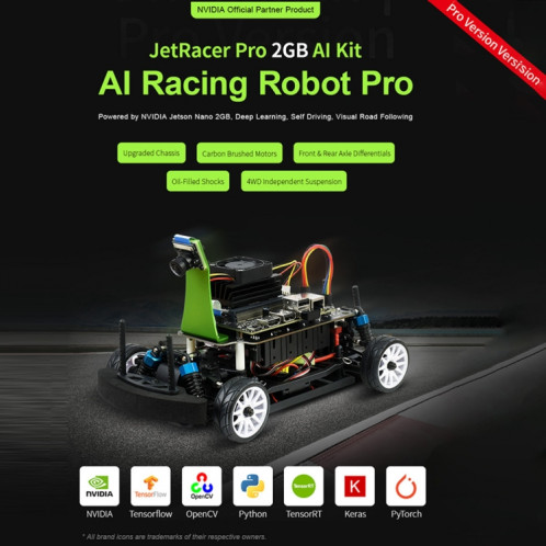 Kit AI Waveshare JetRacer Pro 2 Go, robot de course AI haute vitesse alimenté par Jetson Nano 2 Go, version Pro, SW05351449-013