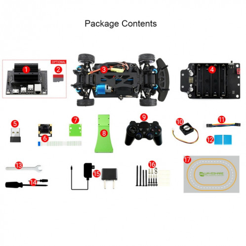 Kit AI Waveshare JetRacer Pro 2 Go, robot de course AI haute vitesse alimenté par Jetson Nano 2 Go, version Pro, SW05351449-013