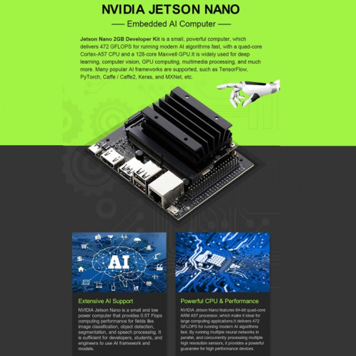 Kit AI Waveshare JetRacer Pro 2 Go, robot de course AI haute vitesse alimenté par Jetson Nano 2 Go, version Pro, prise UE SW05351449-013