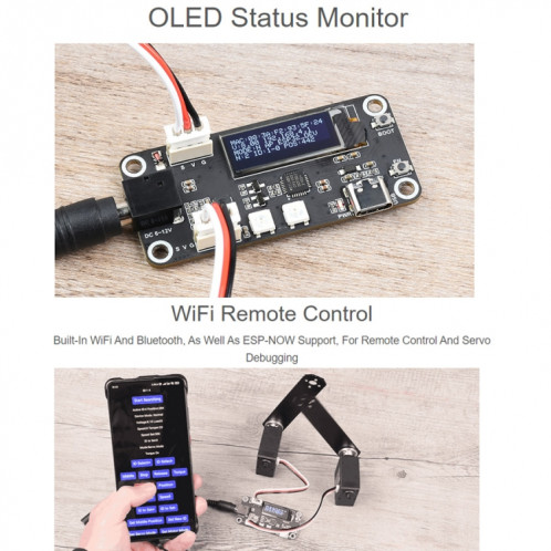 Carte d'extension de pilote de servomoteur Waveshare ESP32, WiFi intégré et BT SW05361125-08