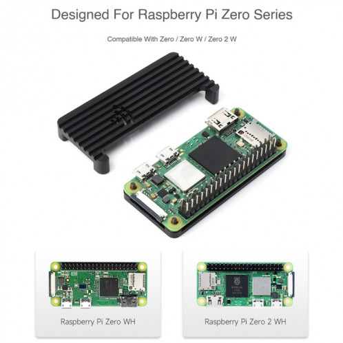Boîtier de protection en alliage d'aluminium Waveshare pour Raspberry Pi Zero Series, compatible avec Zero / Zero 2 W SW0586517-08