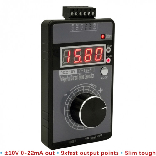 Générateur de signaux 4-20 mA 0-10 V Simulateur de courant de tension réglable, batterie intégrée (noir) SH212B1706-07