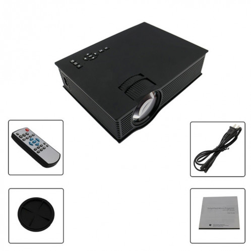 Projecteur LED numérique HD 800 x 480 avec commande à distance UC46 1200, télécommande USB, support USB / SD / VGA / HDMI (noir) SH028B1679-011