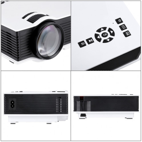 Projecteur numérique LED HD 800 x 480 avec commande à distance UC46 1200, télécommande USB, support USB / SD / VGA / HDMI (blanc) SH028W853-011