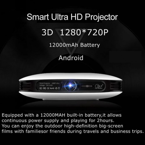 Wejoy DL-S9 220 Lumens 1280x720 720 P Android 6.0 HD Bluetooth WiFi projecteur 3D Laser intelligent, prise en charge de la carte HDMI / USB x 2 / TF SW00821883-015