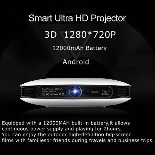 Wejoy DL-S9 220 Lumens 1280x720 720 P Android 6.0 HD Bluetooth WiFi projecteur 3D Laser intelligent, prise en charge de la carte HDMI / USB x 2 / TF SW00821883-015