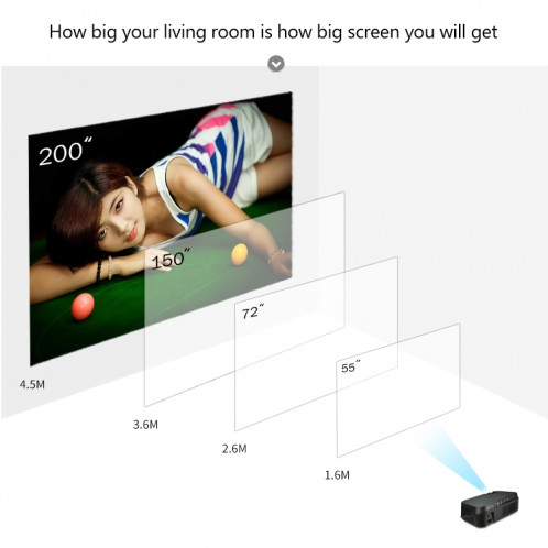 VS626 Android 3500ANSI Lumens Résolution 1080 * 720 LED + Technologie LCD Projecteur intelligent, prise en charge de la carte AV / HDMI / SD / USB / VGA (noir argent) SH02BS1165-014