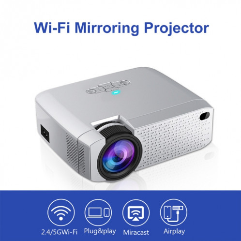 Projecteur numérique HD à DEL pour cinéma maison portable D40S 1600 lumens (argent) SH114S1985-012