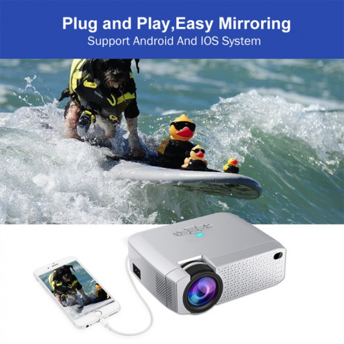 Projecteur numérique HD à DEL pour cinéma maison portable D40S 1600 lumens (argent) SH114S1985-012