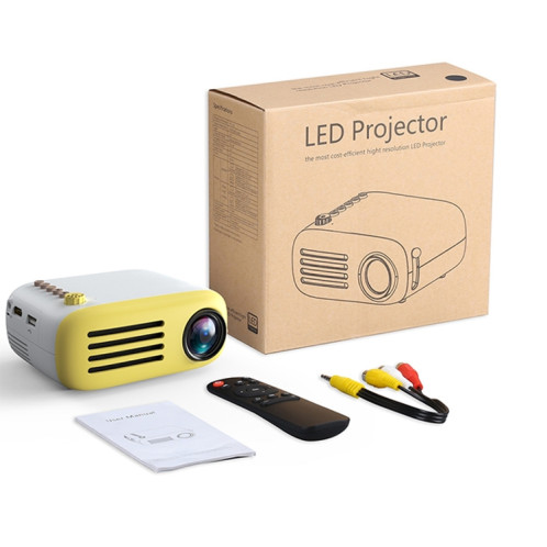 YG200 Mini projecteur de poche LED portable AV SD HDMI vidéo de jeu de cinéma maison projecteur vidéo (jaune et blanc) SH18YW79-017