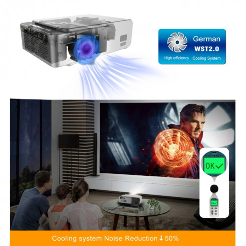 T6 2000ansi Lumens Mini Theatre Projecteur, Android 7.1 RK3128 Quad Core, 1 Go + 8 Go, Plug (Silver) SH155S118-010