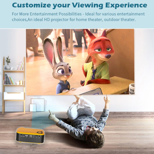 A2000 1080P Mini projecteur portable intelligent pour enfants, prise AU (noir) SH8AUB821-015