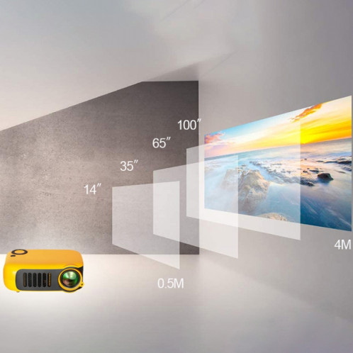 A2000 1080P Mini projecteur portable intelligent pour enfants, prise AU (jaune bleu) SH8AUY1303-015