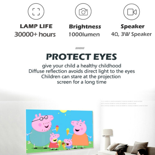 A2000 1080P Mini projecteur portable intelligent pour enfants, (jaune bleu) SH8EUY1611-015