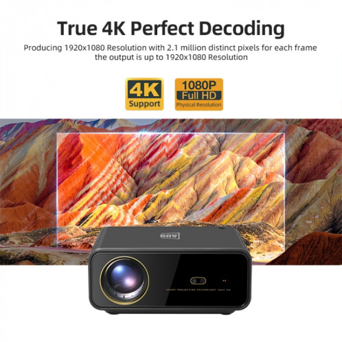 AUN U001 4K 18 000 lumens Projecteur numérique LED HD pour cinéma maison portable (noir) SA175B510-010