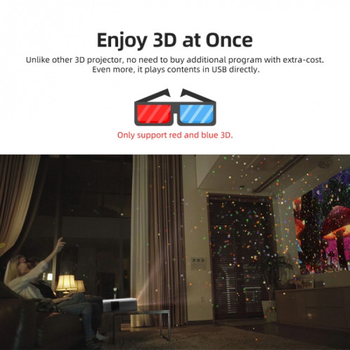 AUN U001 4K 18 000 lumens Projecteur numérique LED HD pour cinéma maison portable (noir) SA175B510-010
