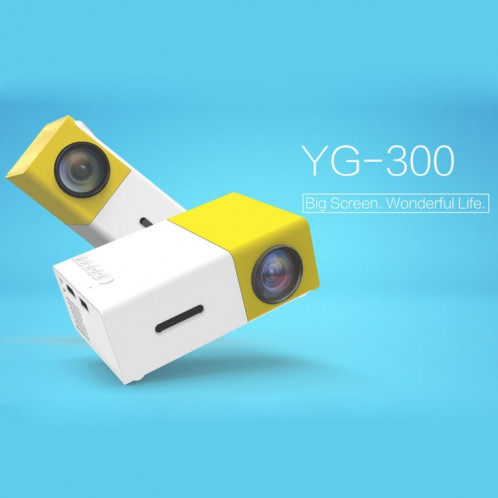 YG-300 0.8-2M 24-60 pouces Projecteur LED 400-600 Lumens HD Home Cinéma avec câble vidéo et télécommande 3 en 1, taille: 12,6 x 8,6 x 4,6 cm, prise UE SH02001845-014