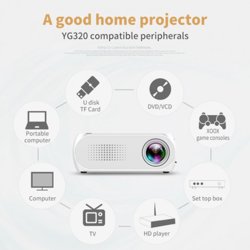 YG320 320 * 240 Mini Projecteur LED Home Cinéma, Support HDMI & AV & SD & USB (Noir) SH873B586-019
