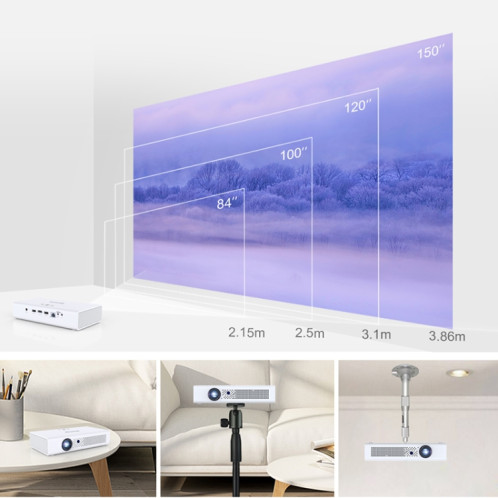 Projecteur DLP intelligent 3D TOUMEI V6 3800 Lumens Android 6.0, 2 Go + 32 Go, prise en charge WiFi double bande / Bluetooth / HDMI / TF / RJ45 ST0961800-015