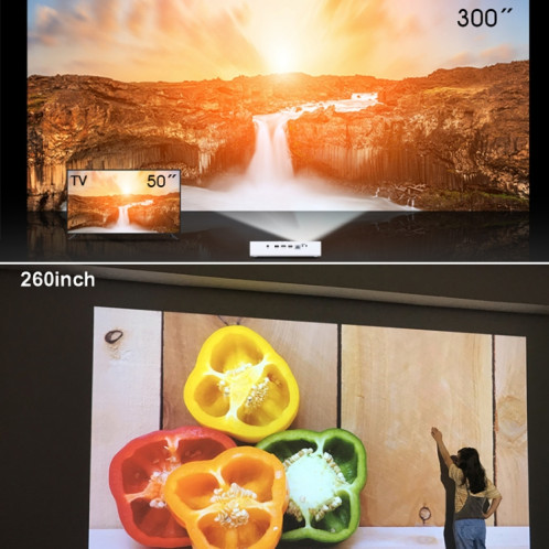 Projecteur DLP intelligent 3D TOUMEI V6 3800 Lumens Android 6.0, 2 Go + 32 Go, prise en charge WiFi double bande / Bluetooth / HDMI / TF / RJ45 ST0961800-015