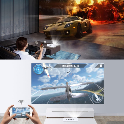Projecteur DLP intelligent 3D TOUMEI V6 3800 Lumens Android 6.0, 2 Go + 32 Go, prise en charge WiFi double bande / Bluetooth / HDMI / TF / RJ45 ST0961800-015