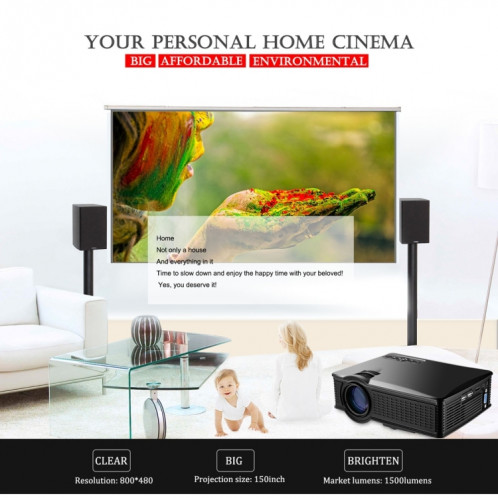 LY-40 1800 LUMENS 1280 X 800 Home Theatre LED Projecteur avec télécommande, Plug britannique (noir) SH919B1387-08