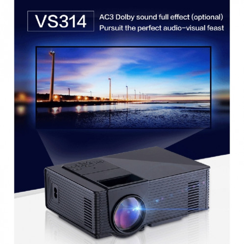 VS-314 Mini projecteur 1500ANSI LM LED 800x480 WVGA projecteur vidéo multimédia, supporte les interfaces VGA / HDMI / USB / TF / AV / TV, distance de projection: 1.2-5m (blanc) SH010W1536-013
