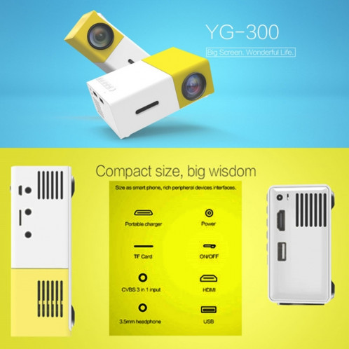 YG300 400LM Portable Mini Home Cinéma LED Projecteur avec télécommande, support HDMI, AV, SD, interfaces USB (jaune) SH355Y498-06
