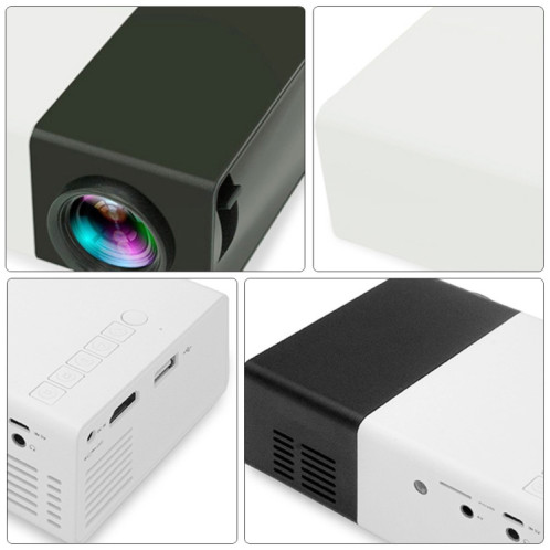 YG300 400LM Mini projecteur LED de cinéma maison portable avec télécommande, prise en charge des interfaces HDMI, AV, SD, USB, (batterie au lithium 1300 mAh intégrée) (noir) SH554B1384-06