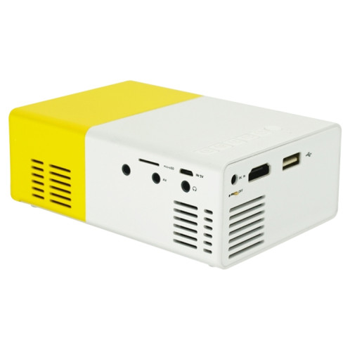 YG300 400LM Mini projecteur LED de cinéma maison portable avec télécommande, prise en charge des interfaces HDMI, AV, SD, USB, (batterie au lithium 1300 mAh intégrée) (jaune) SH554Y1150-06