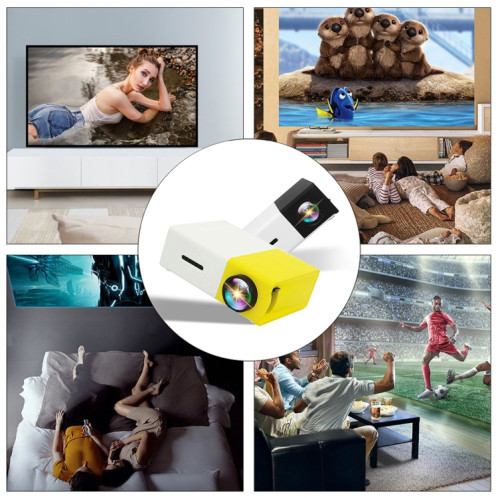 YG300 400LM Mini projecteur LED de cinéma maison portable avec télécommande, prise en charge des interfaces HDMI, AV, SD, USB, (batterie au lithium 1300 mAh intégrée) (jaune) SH554Y1150-06