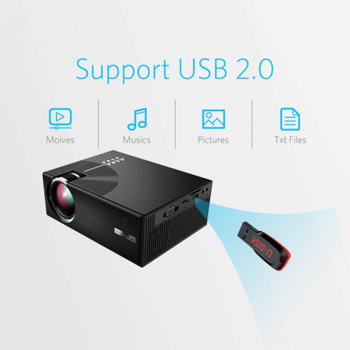 Cheerlux C7 1800 Lumens 800 x 480 720p 1080p HD WiFi Smart Projecteur, Support HDMI / USB / VGA / AV (Noir) SC602B1663-013