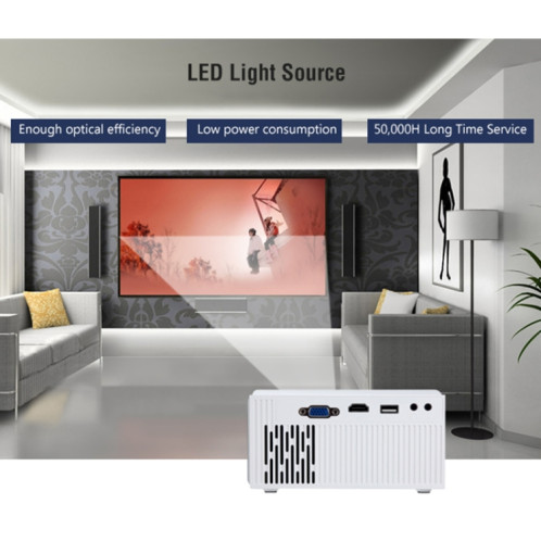 Cheerlux C8 1800 lumens 1280x800 720P 1080P HD WiFi Sync Afficher le projecteur intelligent, Support HDMI / USB / VGA / AV (Blanc) SC604W684-012