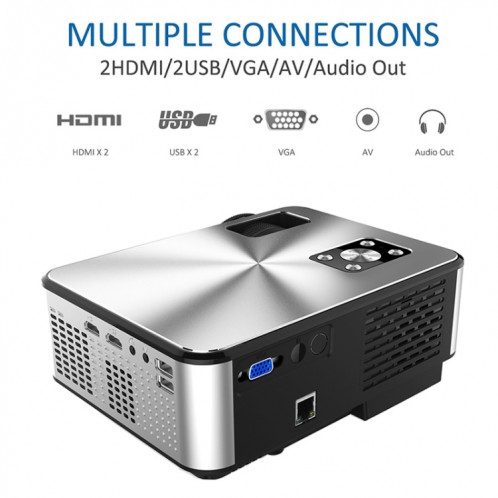 Cheerlux C9 2800 Lumens 1920x1080P HD Même écran Projecteur intelligent, prise en charge HDMI x 2 / USB x 2 / VGA / AV (Noir) SC609B843-011