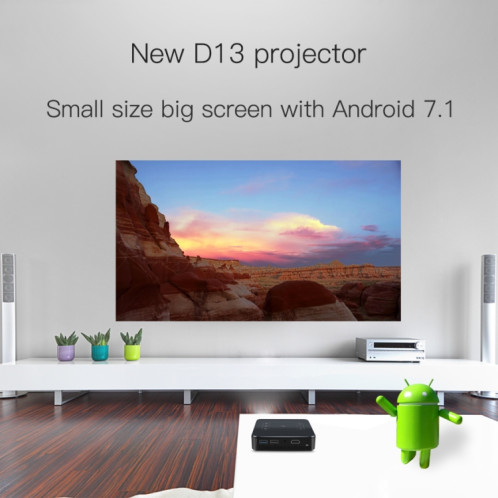 D13 2 + 16G 854 x 480 Android 7.1.2 Mini projecteur de poche 4K DLP Smart Handheld LED WIFI projecteur de cinéma maison, prise en charge USB / TF / HDMI SH265097-09