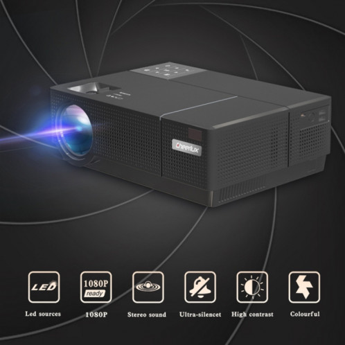 Cheerlux CL770 Projecteur intelligent Full HD 4000 Lumens 1920 x 1080P, prise en charge HDMI x 2 / USB x 2 / VGA / AV (noir) SC690B919-010