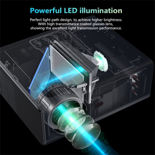 RD825 1280x720 2200LM Mini projecteur LED Home Cinéma, Prise en charge HDMI et AV et VGA et USB, Version intelligente (Argent) SH422S1092-013