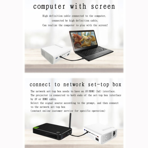 YG520 800x480 1800LM Mini projecteur LED Home Cinéma, Prise en charge HDMI & AV & SD & USB & VGA, Version de téléphone portable (Noir) SH434B757-08