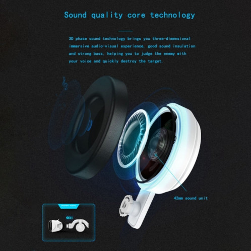 VR SHINECON G06EB lunettes vidéo 3D de réalité virtuelle adaptées aux Smartphone 4,7 pouces 6,1 pouces avec casque HiFi (blanc) SH041W375-016
