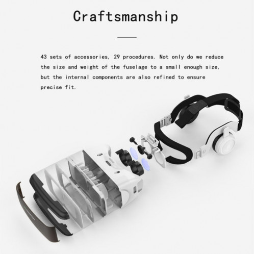 VR SHINECON G06EB lunettes vidéo 3D de réalité virtuelle adaptées aux Smartphone 4,7 pouces 6,1 pouces avec casque HiFi (blanc) SH041W375-016