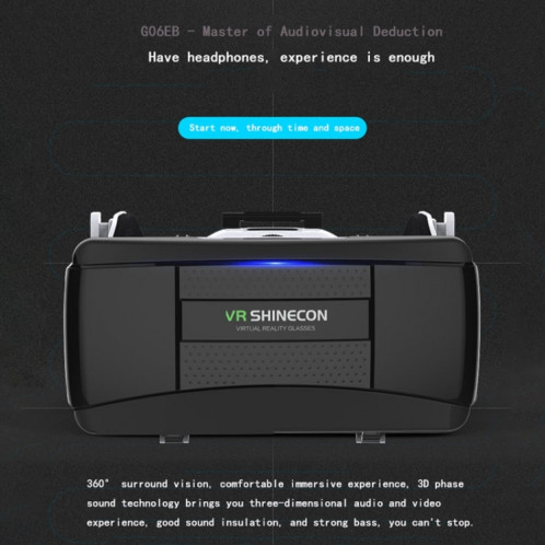 VR SHINECON G06EB lunettes vidéo 3D de réalité virtuelle adaptées aux Smartphone 4,7 pouces 6,1 pouces avec casque HiFi (blanc) SH041W375-016