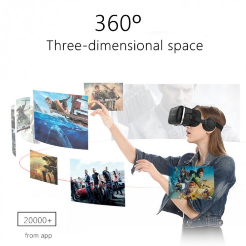 VR SHINECON G04E lunettes vidéo 3D de réalité virtuelle adaptées aux smartphones 3,5 pouces 6,0 pouces avec casque HiFi (noir) SH042B1054-015