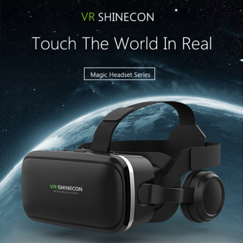 VR SHINECON G04E lunettes vidéo 3D de réalité virtuelle adaptées aux smartphones 3,5 pouces 6,0 pouces avec casque HiFi (noir) SH042B1054-015