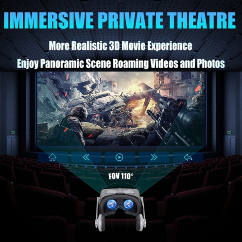 VR SHINECON G07E Lunettes vidéo 3D de réalité virtuelle adaptées aux smartphones 4,0 pouces 6,3 pouces (gris) SH043H183-016